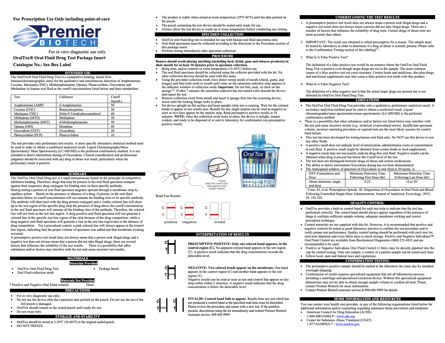 Instant Oral Fluid Drug Test (AMP, BAR, BZO, COC, METH, MTD, OPI, OXY, PCP, THC)